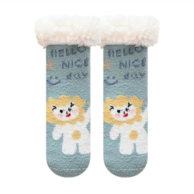 XASZHN Rends Baby Slipper Socks Christmas Toddler Fuzzy Socks Warm Non Winter Socks Green 0-6 Months