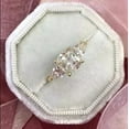 thumbnail image 4 of Jewelerix Cushion Cut Engagement Ring with Pear Side Stones 14K Yellow Gold Three Stone Ring Moissanite Diamond Ring for Women, 4 of 5
