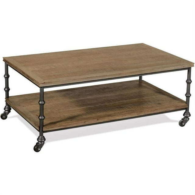 Riverside Furniture Table Basse en Bois Revival avec Roulettes en Gris Espagnol