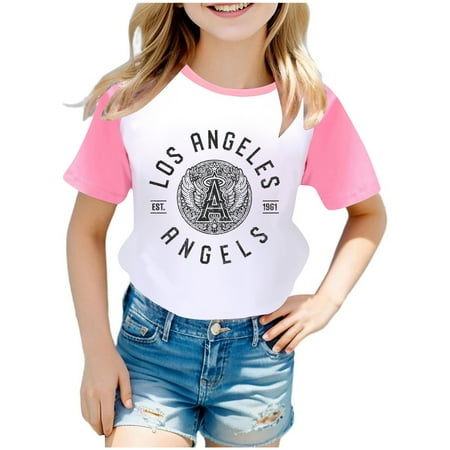 Shirts for Teens Us City Print Raglan Short Sleeve Skin-Friendly Comfortable Shirts for Boys