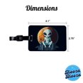 thumbnail image 3 of Alien Sitting Moon Planet Space Faux Leather Travel Luggage Tag, 3 of 7