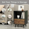 thumbnail image 6 of Jaxpety Set of 2 Modern Wood Nightstand, Adult Bedside Table End Table with 1 Drawer  Open Shelf and Solid Wood Legs for Home Bedroom, Black, 6 of 17