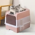 thumbnail image 3 of Cat Litter Box, Enclosed Removable Litter Boxs for Big Cats, Front Entry Top Exit Kitty Box Odor Control (Pink), 3 of 11