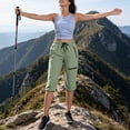 thumbnail image 5 of Women's Lightweight Nylon Cargo Pants with Zipper Pockets, Elastic Waist, Quick Dry, Multi-Pockets, Summer Outdoor Hiking Jogging, Cropped Trousers for Women | UKHCCC,Army Green M, 5 of 8