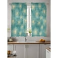 thumbnail image 2 of Teal Green Dandelion Tier Curtains 45 Inch Length,Sheer Curtains for Bedroom Living Room Window Pastoral Botanical Blossom Rod Pocket Drapes Kitchen Curtains Small Half Window 27.5"x45" 2 Panels, 2 of 7