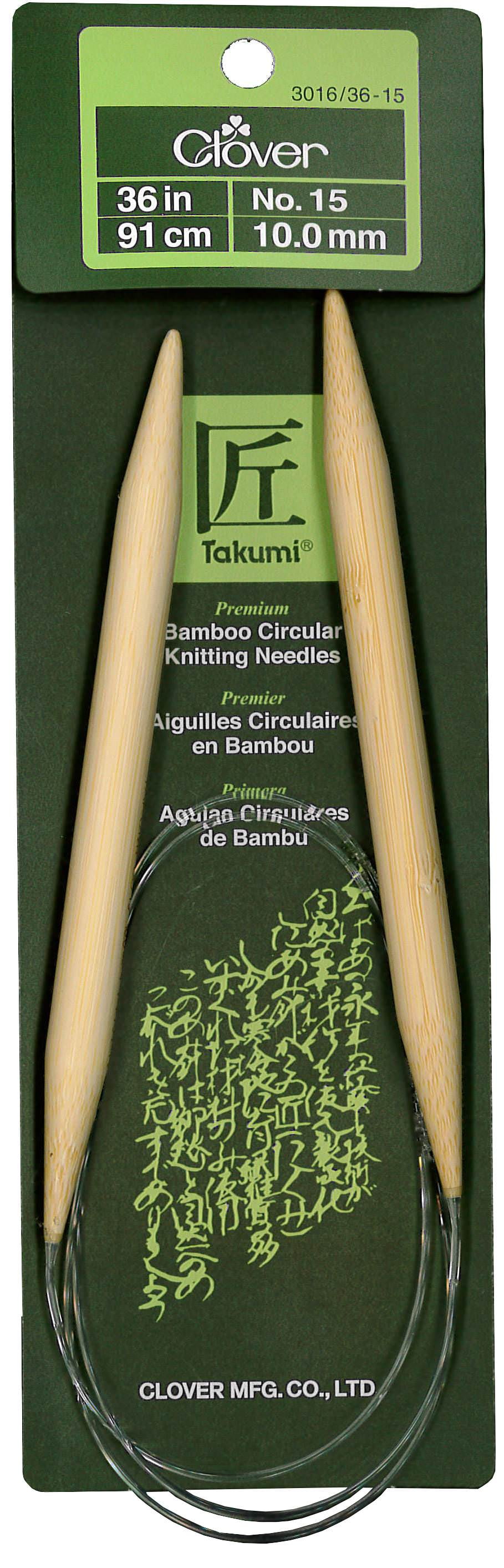 Clover Needlecraft Takumi Wooden Bamboo Circular Knitting Needles 36-inch No. 15 (10mm)