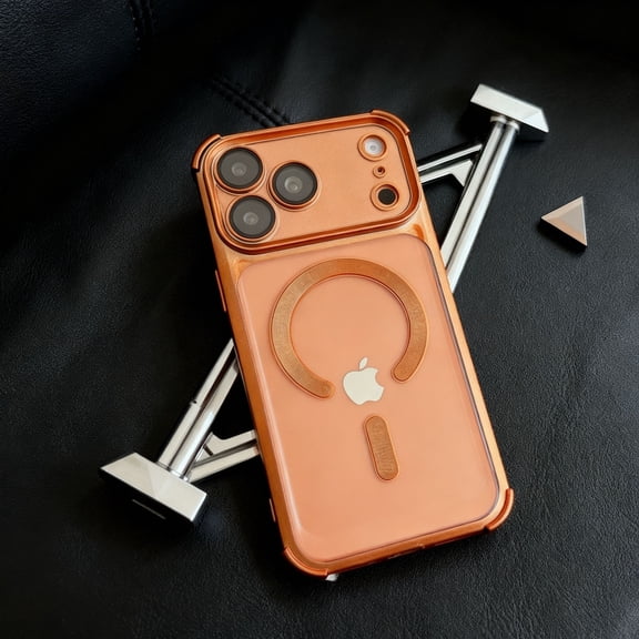 For iPhone 17 Pro Phone Case,Built-in Camera Lens Protector,Anti-fingerprint Matte Translucent Back,Compatible with Mag-Safe,TPU Shockproof Four-corner Anti-fall,Ultra Slim Phone Case,Orange