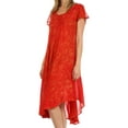 thumbnail image 3 of Sakkas Michiko Stonewashed Caftan Dress / Cover Up - Red - One Size, 3 of 6