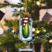 witspace Pickle Christmas Ornaments Cute Cucumber Ornament Funny Christmas Tree Ornament Pickle Hanging Ornaments for Christmas Tree Festive Holiday Decor Cute Cucumber Santa Hat Gifts