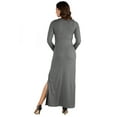 thumbnail image 2 of 24/7 Comfort Apparel Long Sleeve Side Slit Fitted Black Maternity Maxi Dress, 2 of 4