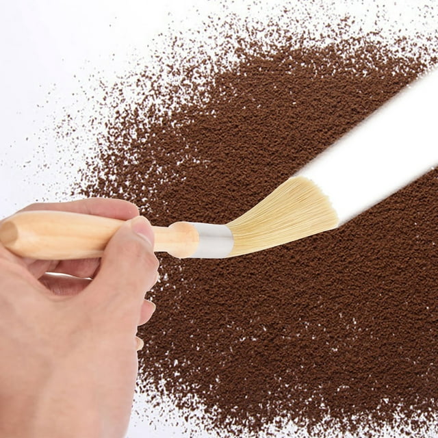 Wooden Handle Cleaning Brush with Imported Fiber Hair for Coffee Bean Grinder Coffee Machine, Easy to Use