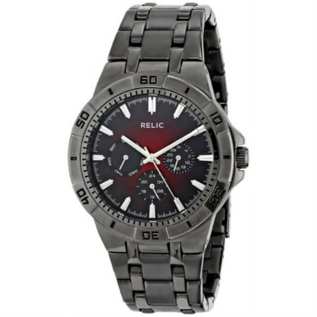 UPC 723765028439 product image for Relic by Fossil Men s Garrett Multifunction Stainless Steel Gunmetal and Red Wat | upcitemdb.com