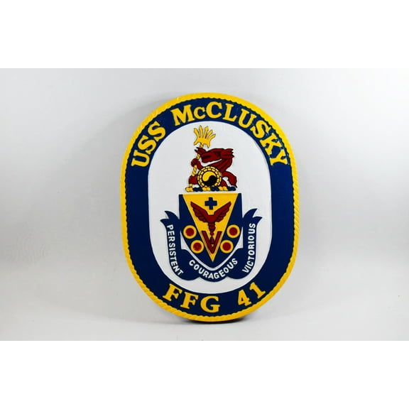 USS McClusky Plaque, 14, Mahogany, Navy
