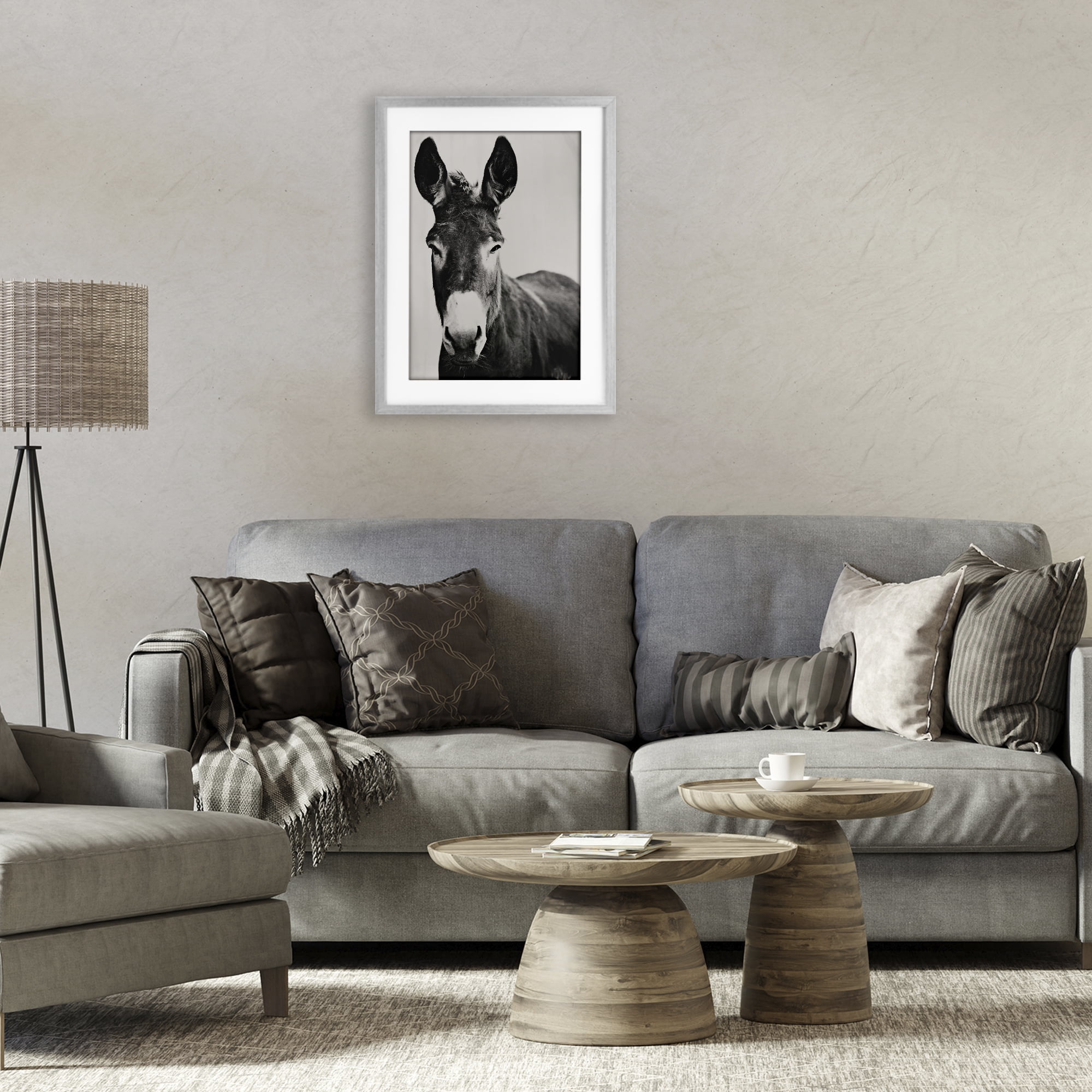 Stupell Industries Franz the Donkey Portrait Gray Framed Print Under Glass, design by Amy Carroll