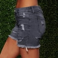 thumbnail image 5 of Women's Summer Denim Shorts Light Wash Distressed Mid Waisted Frayed Hem Ripped Jean Shorts Casual Hot Pants Gray XXL, 5 of 7