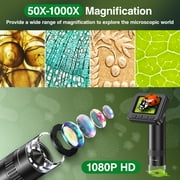 BEBANG 8X-32X Digital Microscope for Adults Kids, 1080P Portable Digital Microscope with 2Screen, 32GB