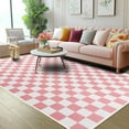 thumbnail image 2 of Lochas Checkered Area Rugs Checkerboard Rug Plaid Carpet for Living Room Bedroom Home Decor,6'x9',Pink, 2 of 7