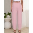 thumbnail image 4 of ANRABESS Wide Leg Capri Pants for Women Smocked High Waist Cropped Lounge Pants with Deep Pockets, Crisscross Hem Beach Vacation Trousers Size M, 4 of 9