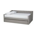 thumbnail image 4 of Baxton Studio Haylie Modern and Contemporary Light Gray Fabric Upholstered Queen Size Daybed with Roll-Out Trundle Bed, 4 of 12