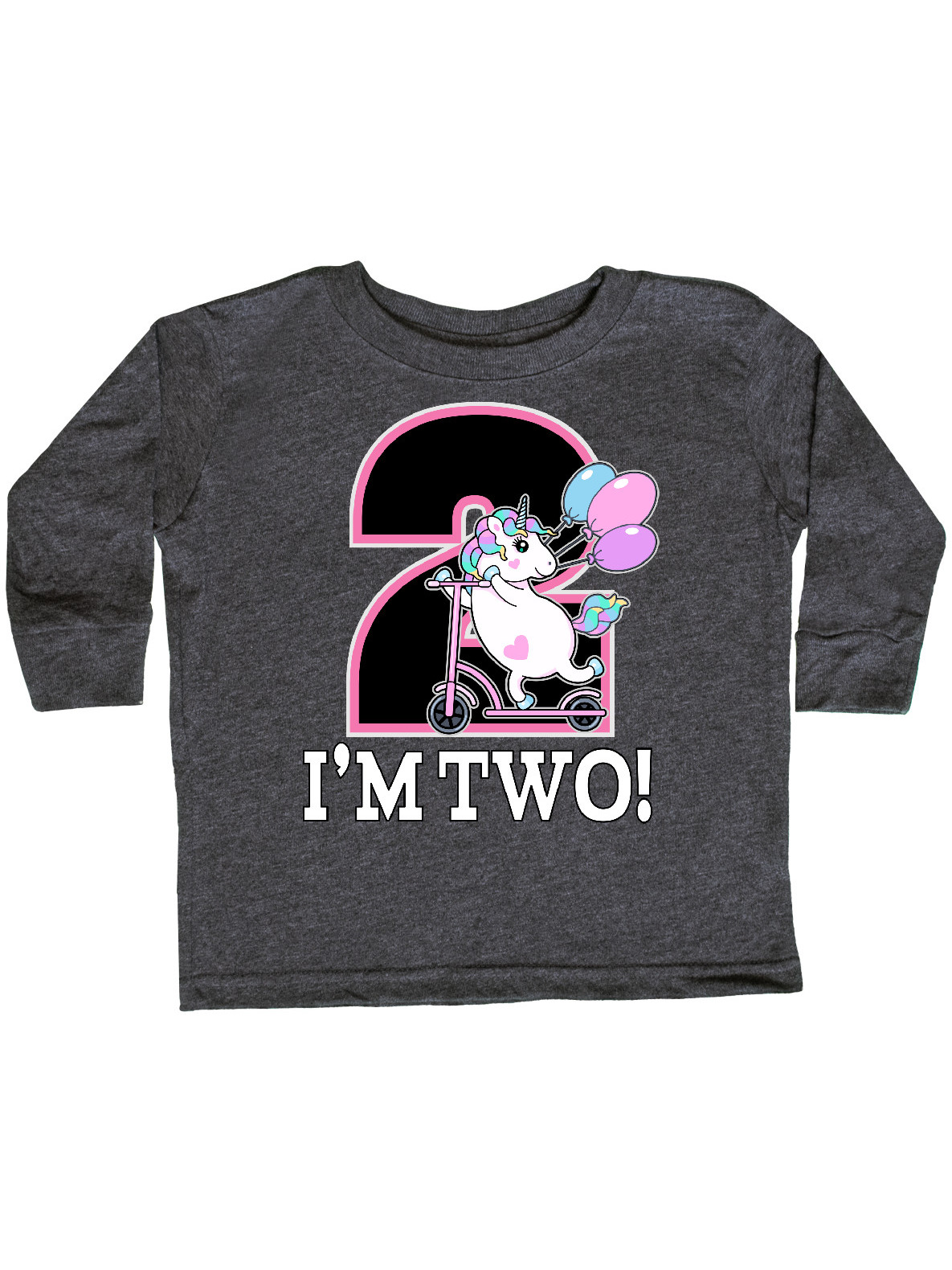 inktastic 2nd Birthday Unicorn 2 Year Old Girl Toddler Long Sleeve T-Shirt