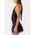 thumbnail image 3 of Black Polka Dot Halter Ruffle Mini Dress Chiffon Sleeveless A-Line Swing Sundress, 3 of 6