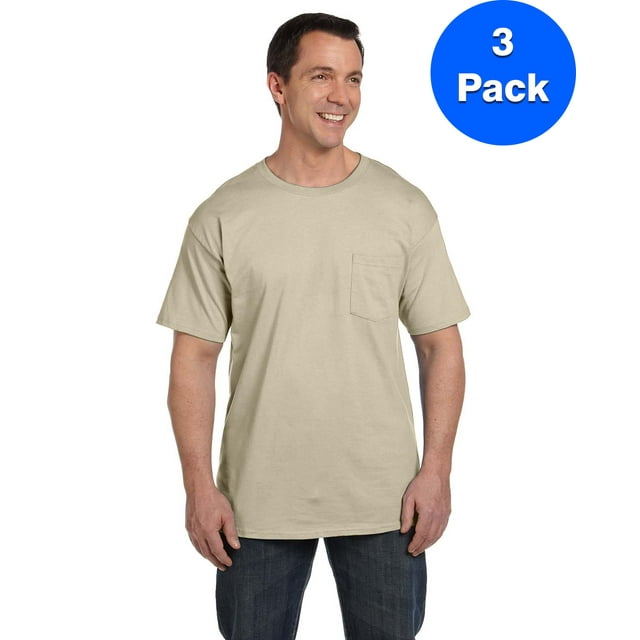 Hanes Men's Beefy-T with Pocket - 5190P (Pack Of 3)