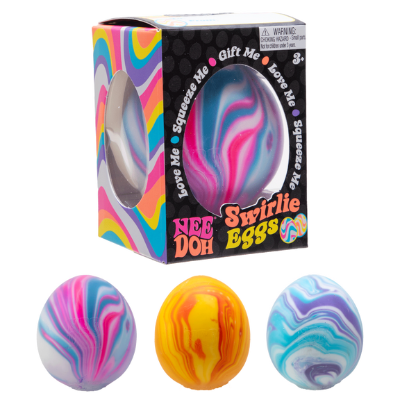 NeeDoh Swirlie Egg, Novelty Colorful Stress Relief Squishy Toy for Kids & Adults, (1 Piece, Color May Vary), Children Ages 3 