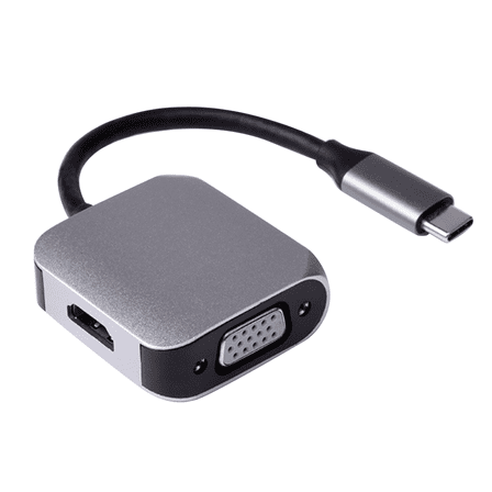 2-in-1 USB-C to HDMI-Compatible VGA Converter 4K@30Hz, 1080P@60Hz, Aluminum Alloy Body, Plug and Play