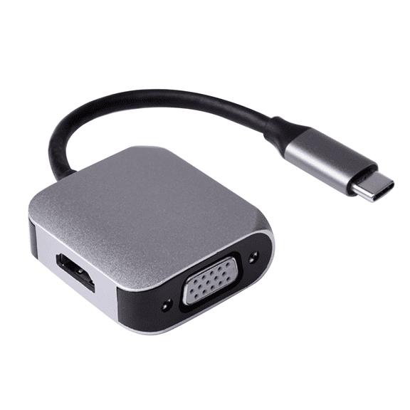 2-in-1 USB-C to HDMI-Compatible VGA Converter 4K@30Hz, 1080P@60Hz, Aluminum Alloy Body, Plug and Play