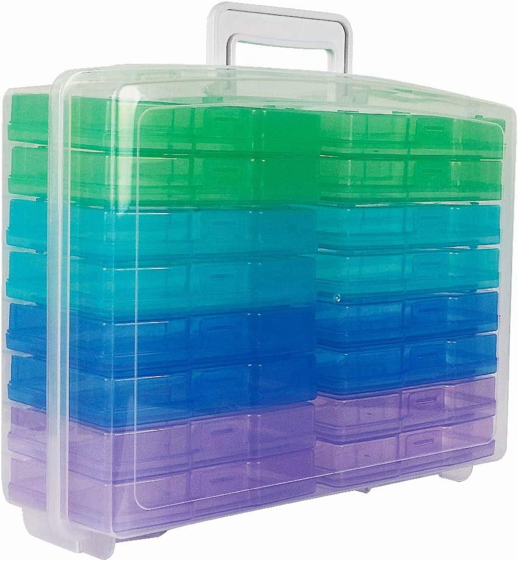 Portable Photo Organizers & Storage Containers, Transparent 4" x 6" Picture Organizers with Handle, 16 Inner Photo Cases, Photo Storage Box