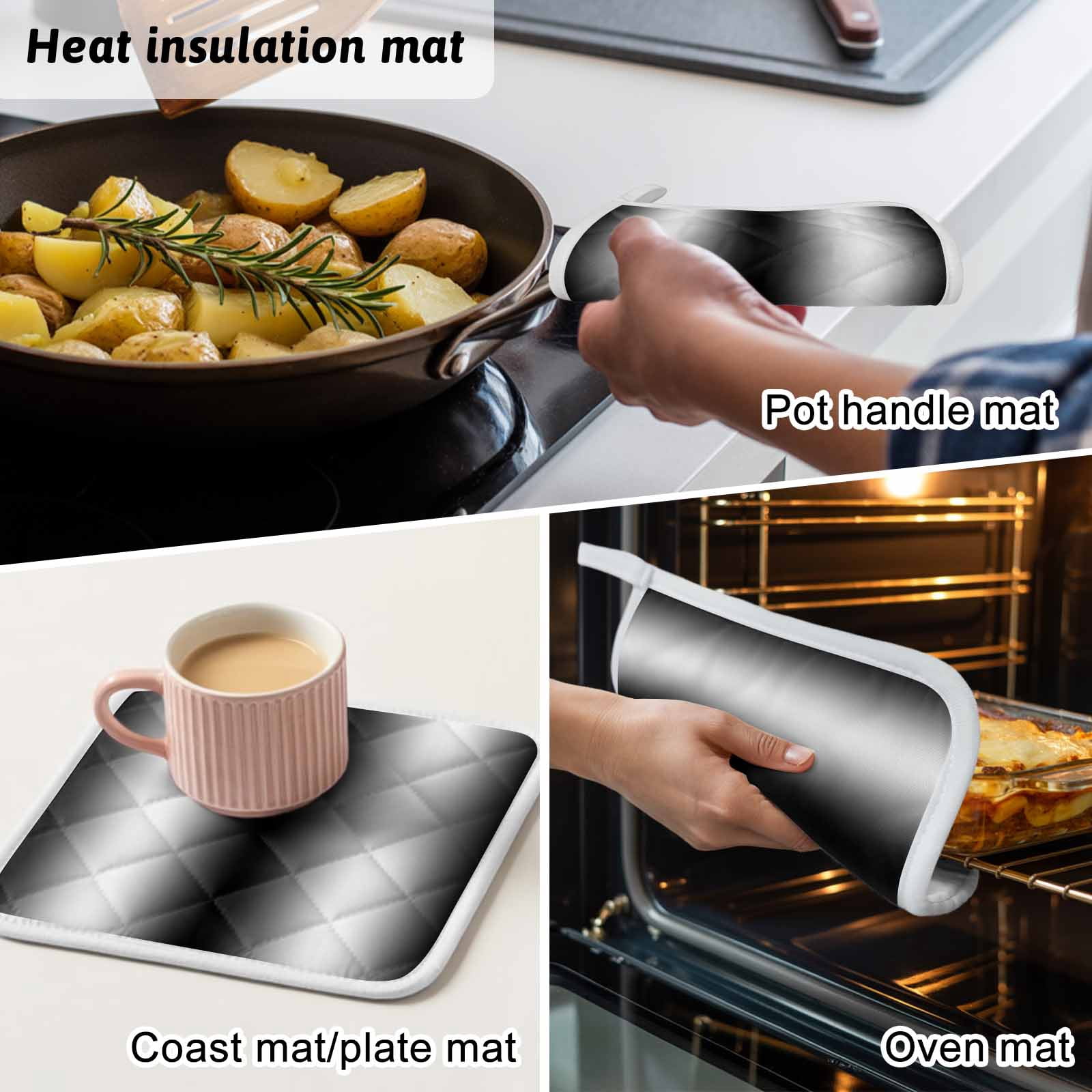 Black White Pot Holders for Kitchen Heatproof Potholder, 2 Pack Gradient Gray Monochrome Minimalist Stripe Hot Pads Multipurpose Oven Pads Cloth Potholders Trivet for Cooking and Baking
