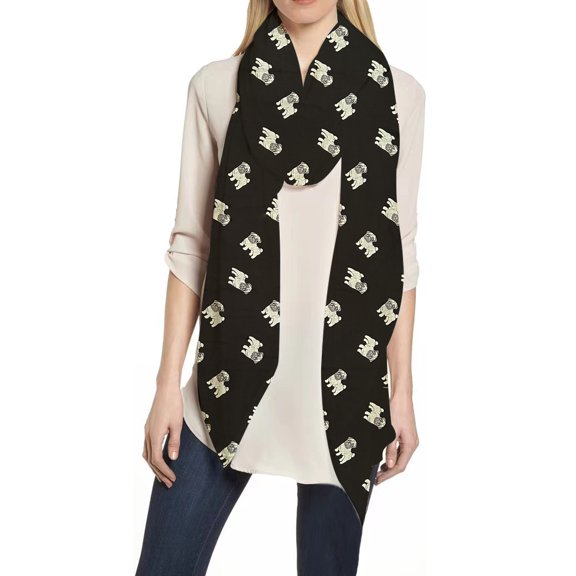 Pug Dog Print Women's Scarf Shawl Wrap Lightweight
