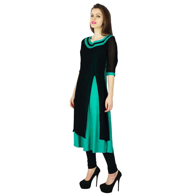 Phagun Kurta Designer Femme Kurti Ethnique Haut Tunique Rayonne & Robe en Georgette