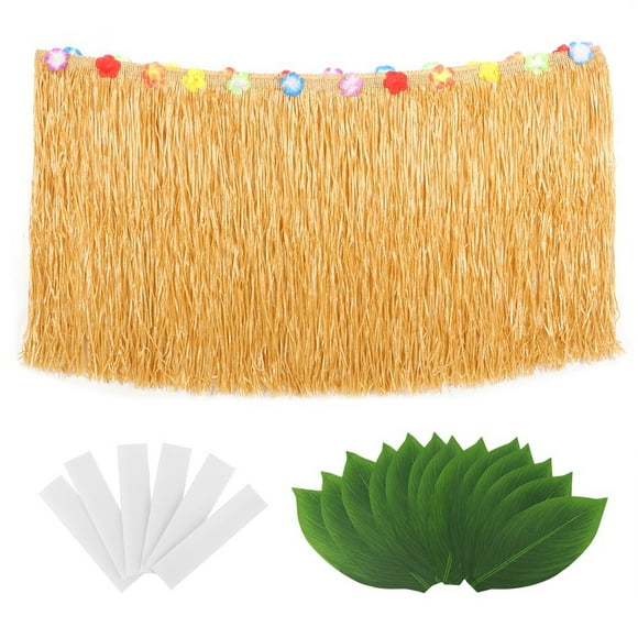 Tropical Straw Simulation Leaf Grass Skirt Hawaii Table Skirt Party Decoration Tablecloth SuppliesStraw Leaf Grass Skirt