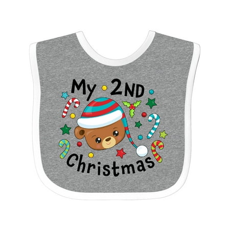 

Inktastic My 2nd Christmas Cute Bear with Candy Canes Gift Baby Boy or Baby Girl Bib