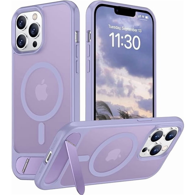 Funda con Soporte Magnético invisible, Delgada Mate, para iPhone 13 Pro Max, Lavanda Púrpura