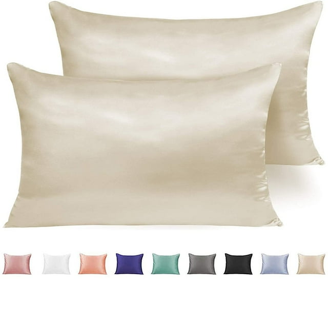 Silk Satin Pillowcase for Hair and Skin (Dark Gray, 20x40 inches) Slip