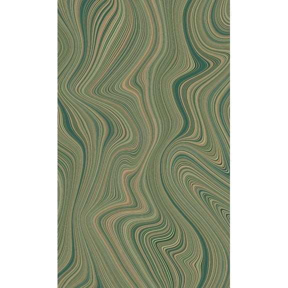 Green Abstract Geometric Curve Lines Wallpaper, Double Roll, 57 sqft