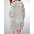 thumbnail image 6 of Women Crochet Cardigan Sweater Kimonos Boho Solid Color Oversized Fall Open Front Outwear Light Gray XL, 6 of 7