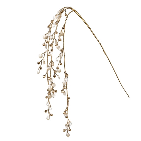 Crystal Christmas Tree Picks with Clear Acrylic Beads and Gold Wire Hobby, 1 Piece, Gold and Transparent, for Holiday Floral Arrangements, Decoration