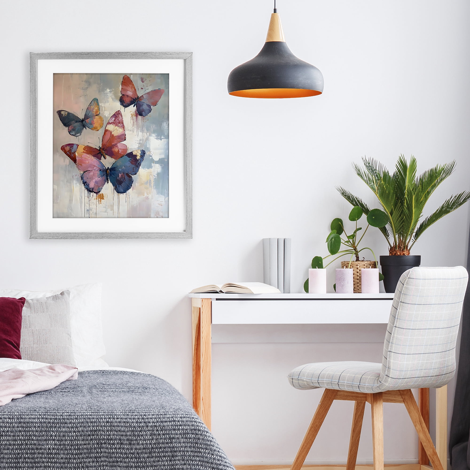 Stupell Industries Butterfly Beauty in Flight Gray Framed Print Under Glass, design by Creative Studio