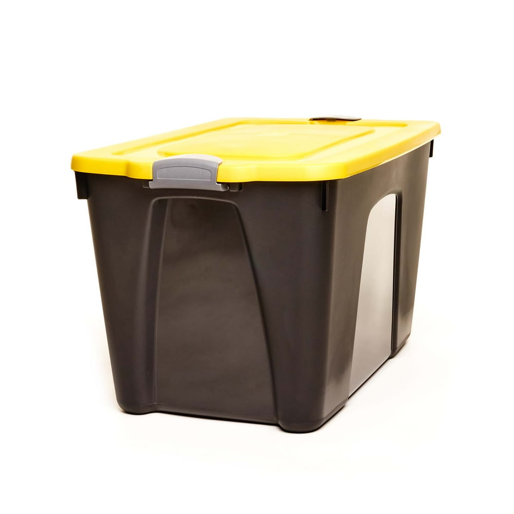 Homz Durabilt® 31 Gallon Latching Storage Container, Black Base, Yellow