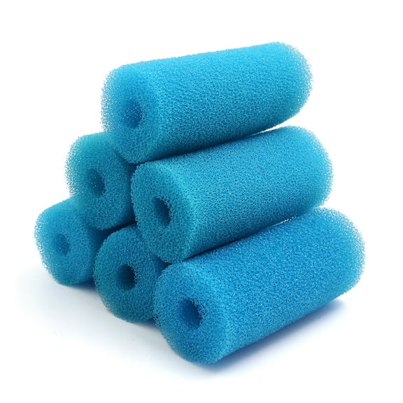 6pcs Blue 2.6inch Dia Cylinder Aquarium Pre-Filter Sponge Filter Cartridges