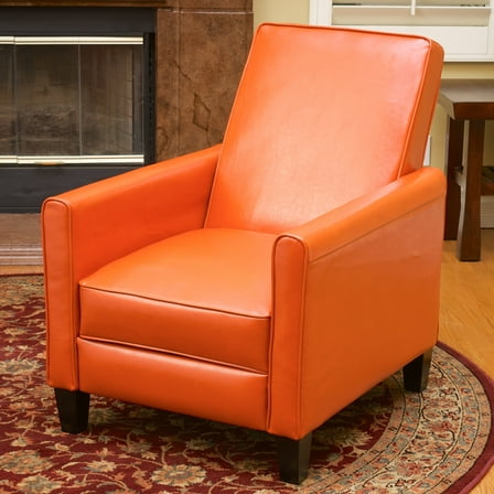GDF Studio Theresa Contemporary Upholstered Pushback Recliner, Burnt Orange and Dark Brown