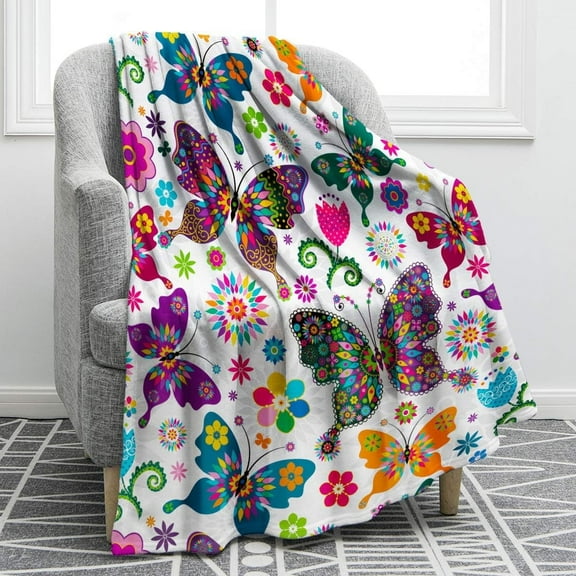 Butterfly Throw Blanket Gifts for Women Girls, Christmas Birthday Valentines Day Butterfly Gifts for Butterflies Lovers Adult Kids,Butterfly Colorful Blanket Decor for Home Bed Couch