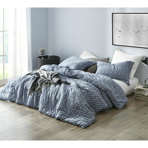 Navy Slate Oversized Comforter 100 Yarn Dyed Cotton Bedding