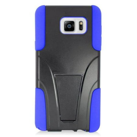 Hard Plastic Silicone - Insten Hard Hybrid Plastic Silicone Case with stand For Samsung Galaxy Note 5 - Blue
