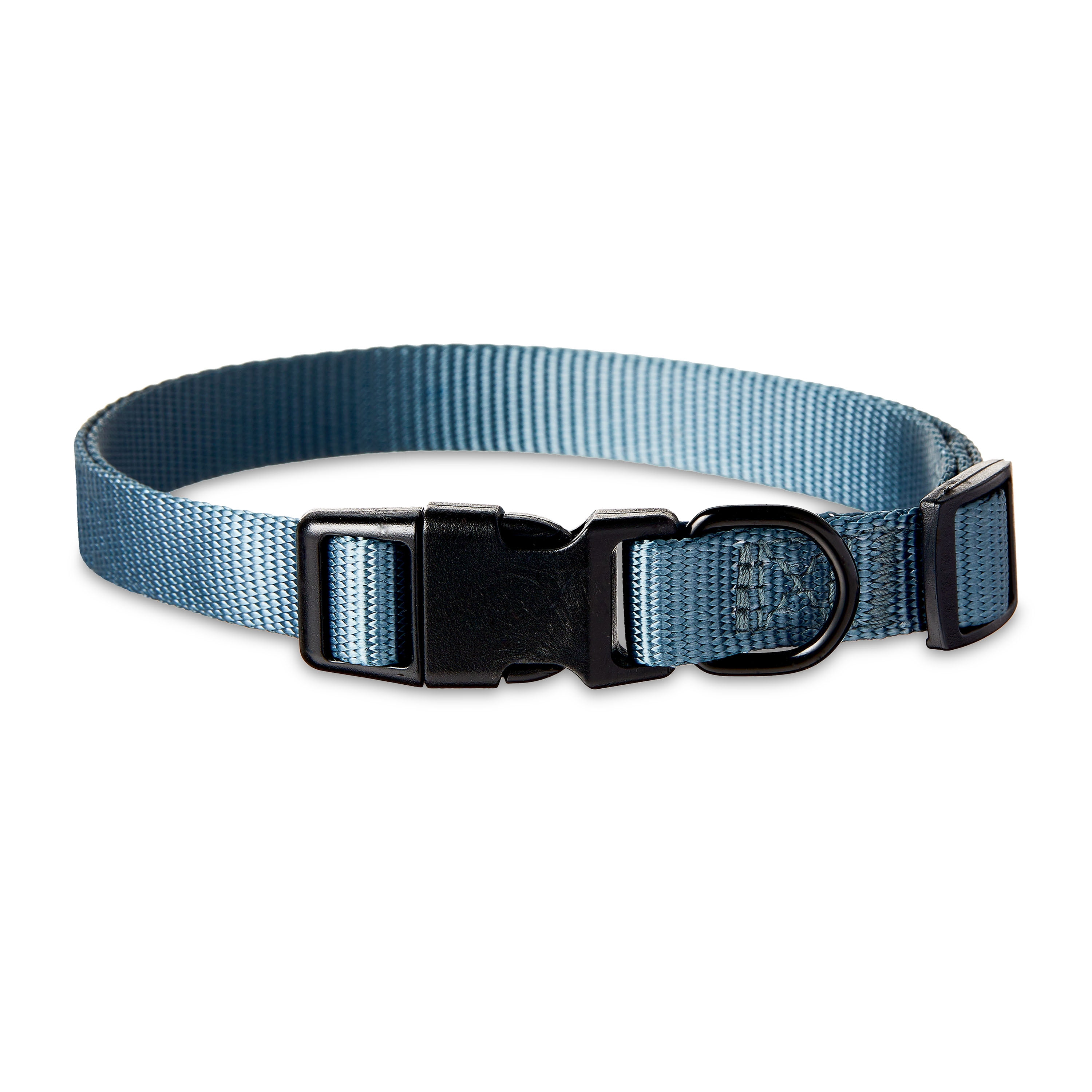 Vibrant Life Solid Polyester Adjustable Dog Collar, with 6ft Dog Leash, Gray, Medium