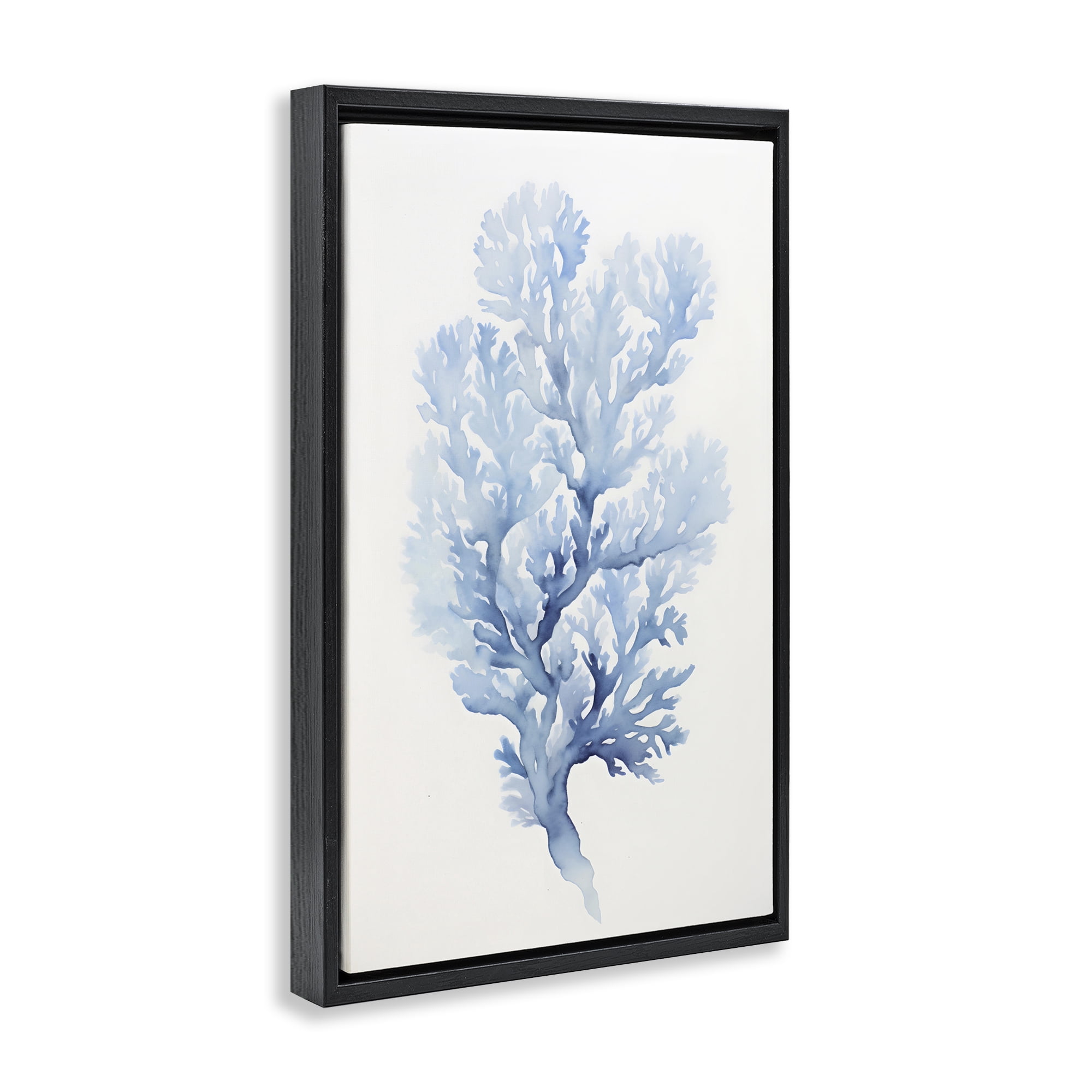 Stupell Industries Indigo Coral Shape Animals & Insects Painting Black Floater Framed Canvas Art Print Wall Art, 17 x 25