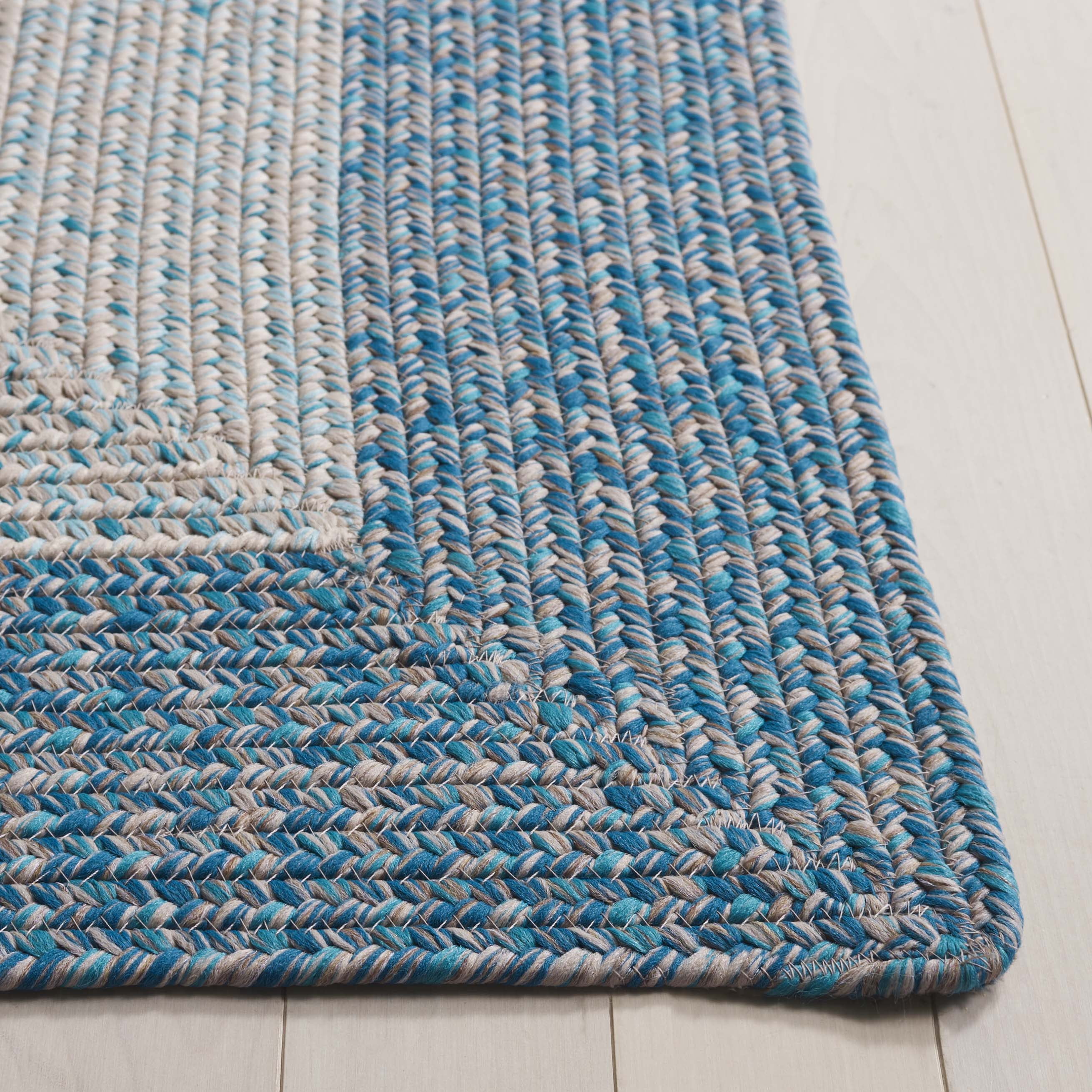 Safavieh Braided 5'-0" x 5'-0" Square Hand Woven Rug in Blue / Aqua